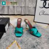 Guốc cao gót YSL màu xanh ngọc sang trọng đế chữ cái logo nổi bật cao 11cm
