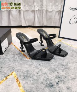 Guốc cao gót YSL màu đen da bò chất lượng cao đế 11cm cực đẹp