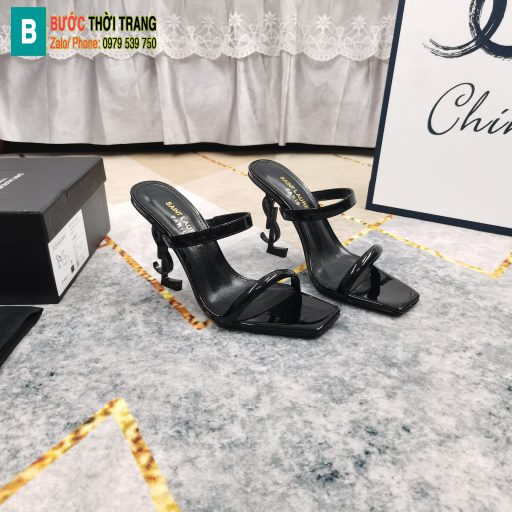 Guốc cao gót YSL màu đen da bò chất lượng cao đế 11cm cực đẹp