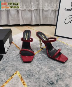 Guốc cao gót YSL màu đỏ đô sáng da bò chất lượng cao đế 11cm cực đẹp