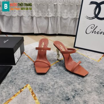 Guốc cao gót YSL màu nâu da bò chất lượng cao đế 11cm cực đẹp