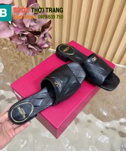 Dép VALENTINO màu đen cao cấp đế cao 3cm chất da bò mềm đanh phong cách thanh lịch