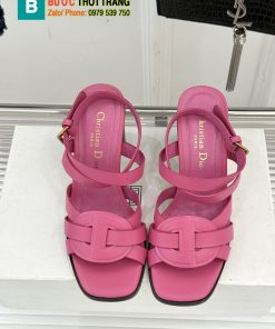 Dép xăng đan Dior cao gót màu hồng chất da bò mềm đanh cực đẹp, đế cao 8 cm