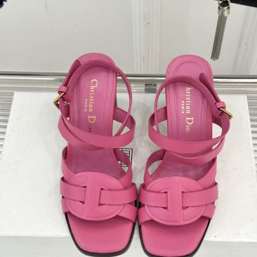 Dép xăng đan Dior cao gót màu hồng chất da bò mềm đanh cực đẹp, đế cao 8 cm