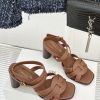 Dép xăng đan Dior cao gót màu nâu chất da bò mềm đanh cực đẹp, đế cao 8 cm