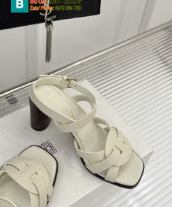 Dép xăng đan Dior cao gót màu trắng ngà chất da bò mềm đanh cực đẹp, đế cao 8 cm