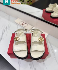 Dép xăng đan Valentino màu trắng siêu cấp chất da mềm đanh, logo sáng bóng rất đẹp