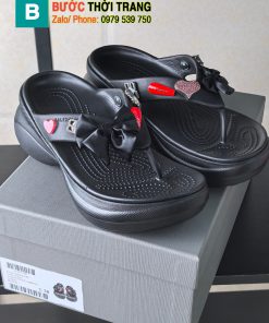 Dép xỏ ngón BALENCIAGA màu đen cao cấp đế eva cao su nguyên khối cao 6cm siêu nhẹ tôn dáng