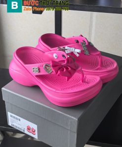 Dép xỏ ngón BALENCIAGA màu hồng đậm cao cấp đế eva cao su nguyên khối cao 6cm siêu nhẹ tôn dáng