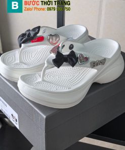 Dép xỏ ngón BALENCIAGA màu trắng cao cấp đế eva cao su nguyên khối cao 6cm siêu nhẹ tôn dáng