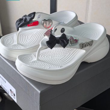 Dép xỏ ngón BALENCIAGA màu trắng cao cấp đế eva cao su nguyên khối cao 6cm siêu nhẹ tôn dáng