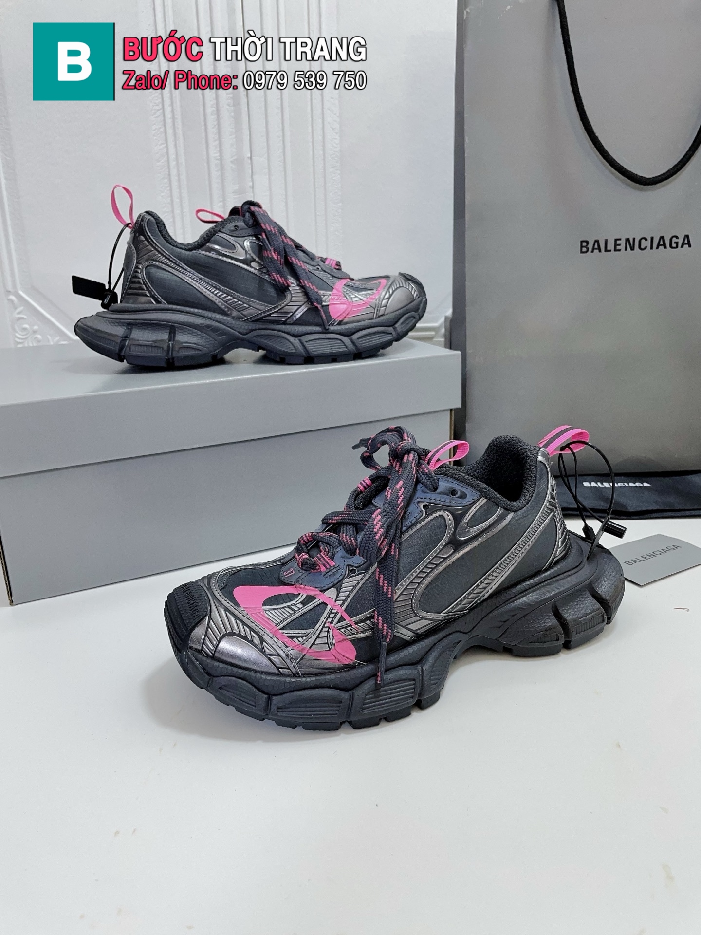 Giày Balenciaga 3x siêu cấp màu đen vàng nhẹ họa tiết đẹp