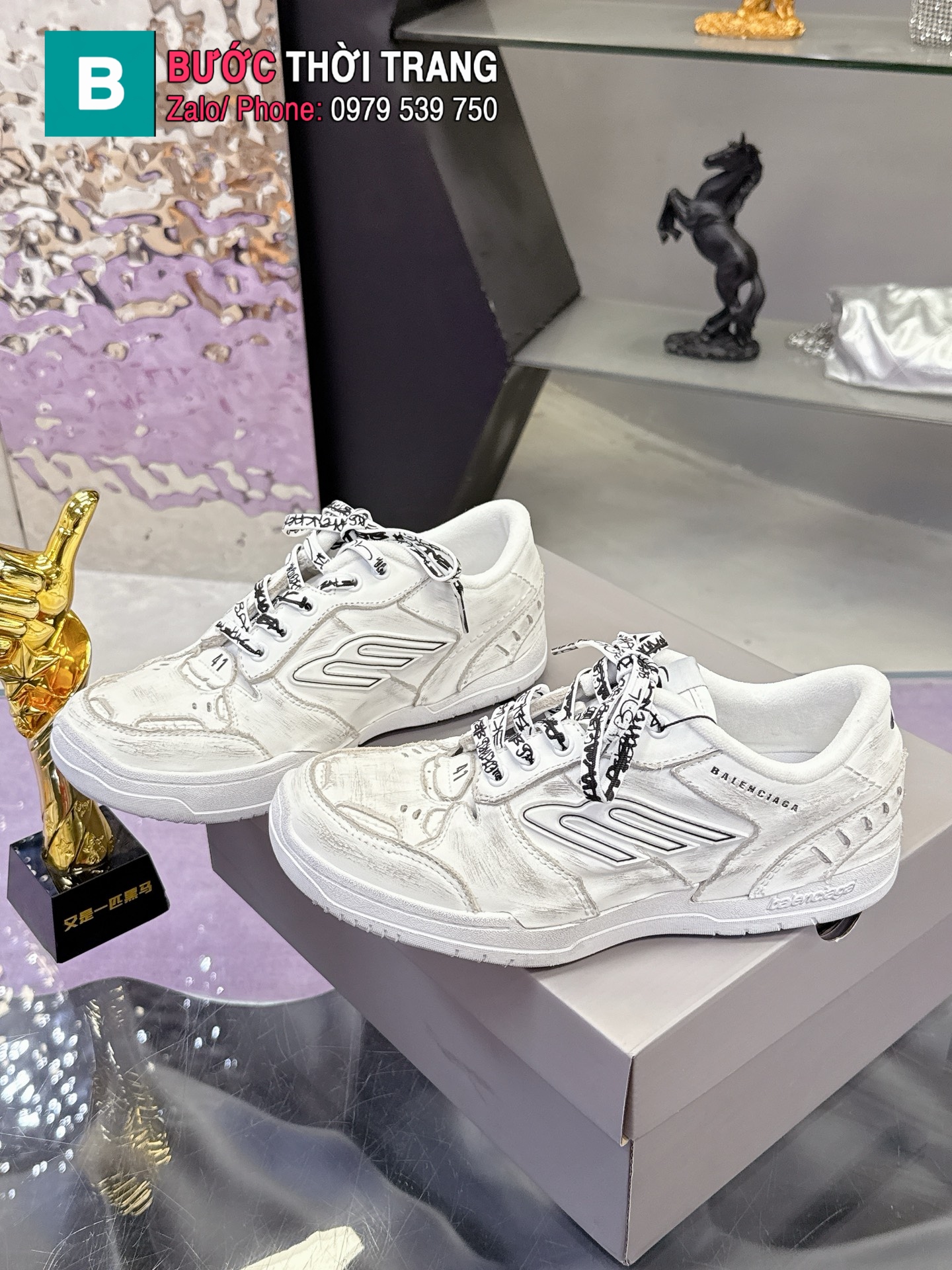 Giày Balenciaga hamp tons siêu cấp da đẹp màu trắng