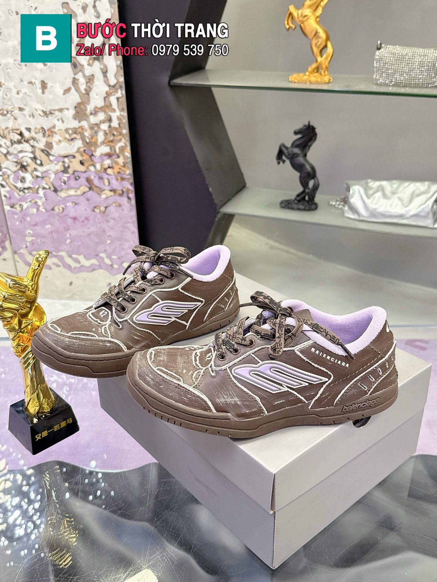 Giày Balenciaga hamp tons siêu cấp da đẹp màu nâu