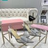 Giày cao gót Mach Mach bản đính đá lưới cao 9cm màu xám