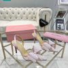 Giày cao gót Mach Mach bản đính đá lưới cao 9cm màu hồng nhẹ lịch thiệp
