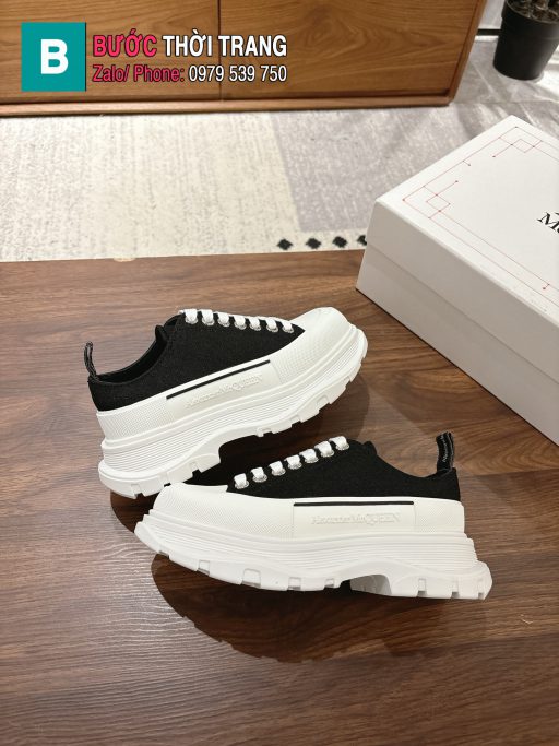 Giày vải Alexander McQueen chất lượng 1:1 màu đen đế trắng cao 5cm