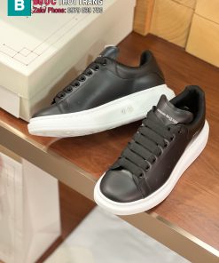 Giày thể thao Alexander McQueen bản classic màu đên gót trắng cao 4.5cm