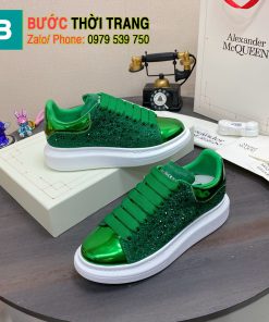 Giày đính hạt Alexander McQueen màu xanh đế cao 4.5cm chất da đẹp