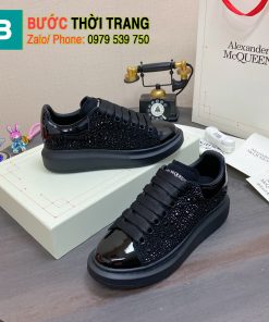 Giày đính hạt Alexander McQueen màu đen đế cao 4.5cm chất da đẹp