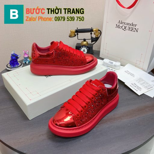 Giày đính hạt Alexander McQueen đế cao 4.5cm chất da đẹp