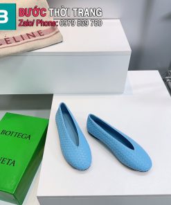 Giày bệt mũi tròn Bottega Veneta màu xanh lưới đan da cừu đi mềm