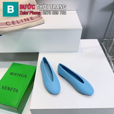 Giày bệt mũi tròn Bottega Veneta màu xanh lưới đan da cừu đi mềm