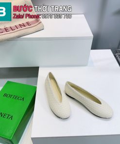 Giày bệt mũi tròn Bottega Veneta màu trắng lưới đan da cừu đi mềm
