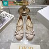Giày búp bê Dior màu be chất vải lụa mềm mượt họa tiết chiếc nơ xinh xắn