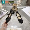 Giày búp bê Dior màu đen chất vải lụa mềm mượt họa tiết chiếc nơ xinh xắn