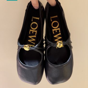 Giày búp bê LOEWE màu đen siêu cấp da mềm dáng bàn chân gọn gàng