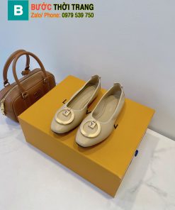 Giày búp bê LV màu be chất da bò dẻo xịn  logo đính đẹp mắt