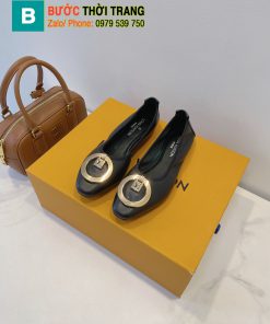 Giày búp bê LV màu đen chất da bò dẻo xịn logo đính đẹp mắt