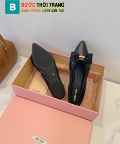 Giày búp bê Miu miu màu đen chất da bò dẻo xịn họa tiết nơ logo đính đẹp mắt