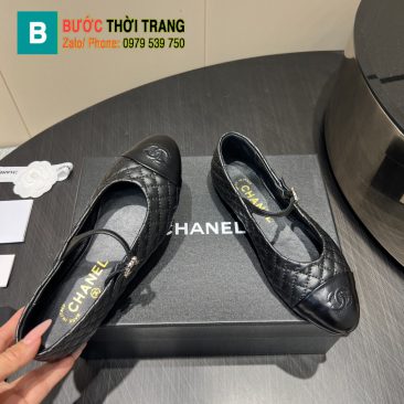 Giày búp bê nữ Chanel màu đen siêu cấp da bò mềm mịn họa tiết ô trám bắt mắt