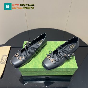 Giày búp bê nữ Gucci màu đen siêu cấp chất liệu da bò bền bỉ mềm mại