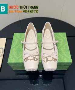 Giày búp bê nữ Gucci màu trắng ngà siêu cấp chất liệu da bò bền bỉ mềm mại