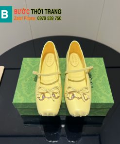 Giày búp bê nữ Gucci màu vàng siêu cấp chất liệu da bò bền bỉ mềm mại