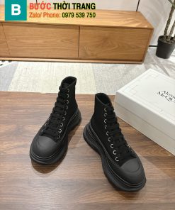 Giày cao cổ Alexander McQueen màu đen đế cao 5cm chất vải
