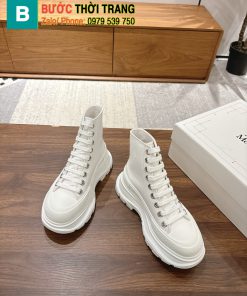 Giày cao cổ Alexander McQueen màu trắng đế cao 5cm chất vải