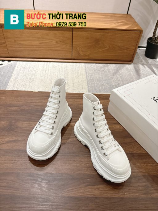 Giày cao cổ Alexander McQueen màu trắng đế cao 5cm chất vải