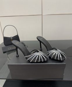Dép cao gót Alevi Milano siêu cấp màu đen đính ngọc siêu đẹp