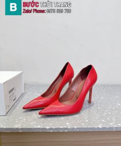 Giày cao gót Amina Muaddi mũi nhọn màu đỏ da bóng