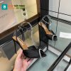 Giày cao gót Aquazzura siêu cấp màu đen đính ngọc lấp lánh đế mảnh tôn dáng cao 10,5cm