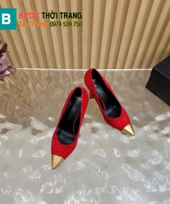 Giày cao gót BALMAN cao cấp màu đỏ mũi nhọn đế cao 10cm hình thỏi son độc đáo