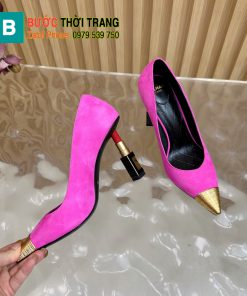 Giày cao gót BALMAN cao cấp màu hồng đậm đế cao 10cm hình thỏi son độc đáo