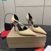Giày cao gót Christian Louboutin cao cấp màu be da bóng đế đỏ bắt mắt