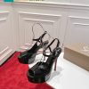 Giày cao gót Christian Louboutin cao cấp màu đen da bóng mượt gót nhỏ cao 15 cm