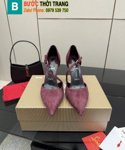 Giày cao gót Christian Louboutin cao cấp màu tím trầm da lộn đế đỏ bắt mắt