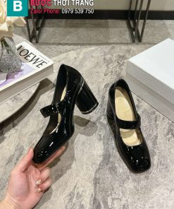 Giày cao gót Dior Mary Jane mũi vuông màu đen da bóng cao 3.5cm và 8.5cm